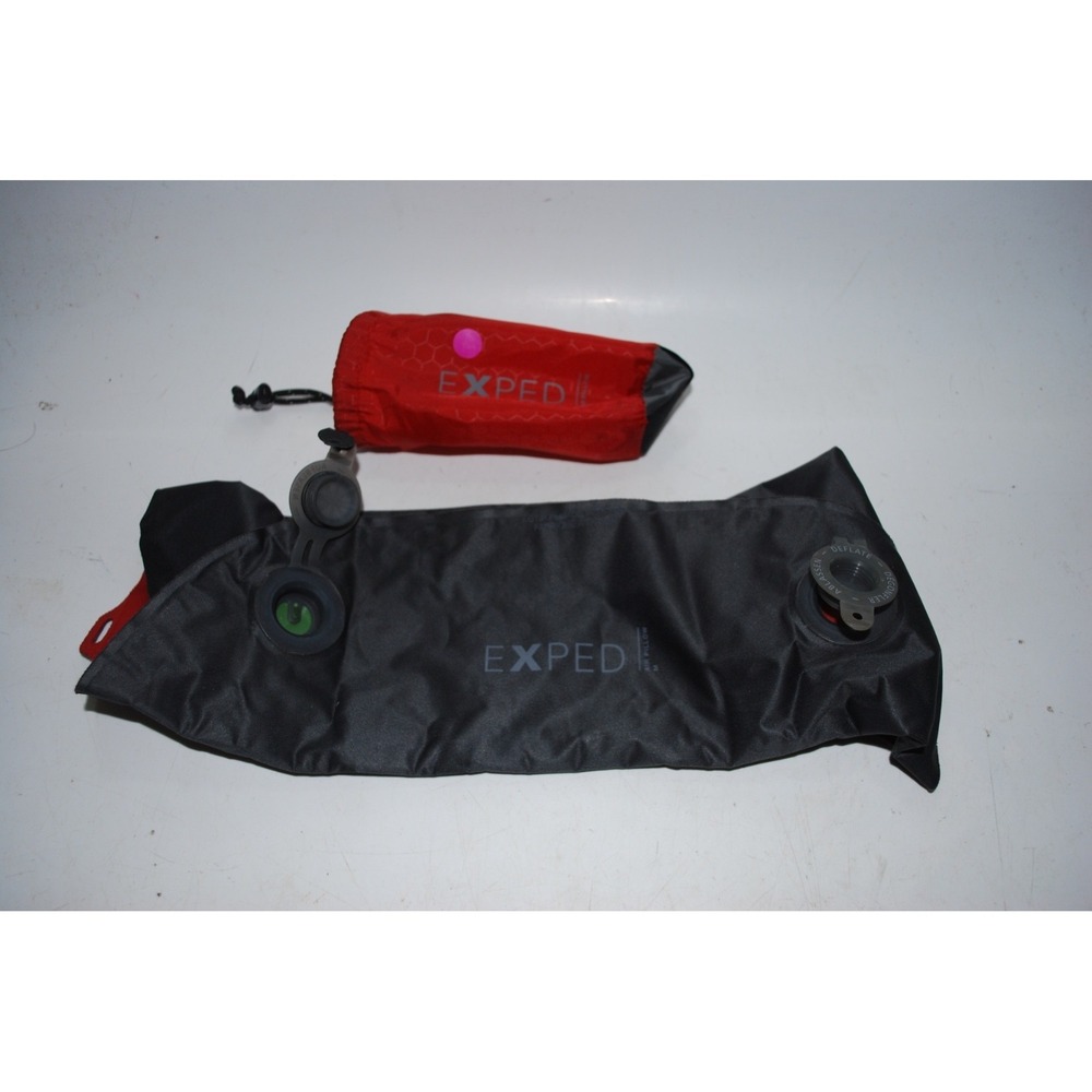 Exped Air Pillow Medium Red Gray with Carry Bag Used Camping Travel